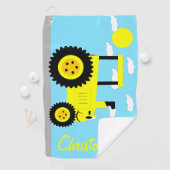 Yellow Tractor Design Personalised ゴルフタオル (インサイチュ)