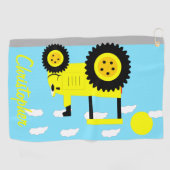 Yellow Tractor Design Personalised ゴルフタオル (横)