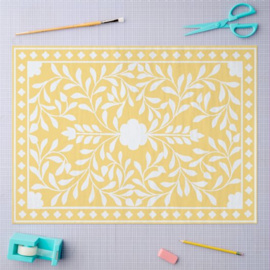 Yellow Traditional Bone Inlay Decoupage Paper 薄葉紙 (クラフト)