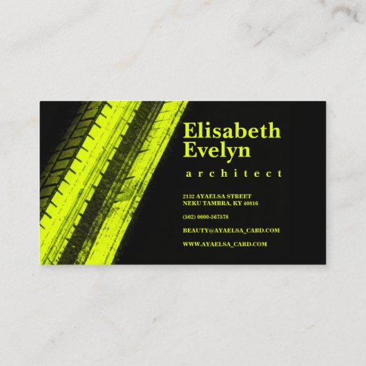 Yellow Tread Paths on Black Backdrop 名刺 (裏面)