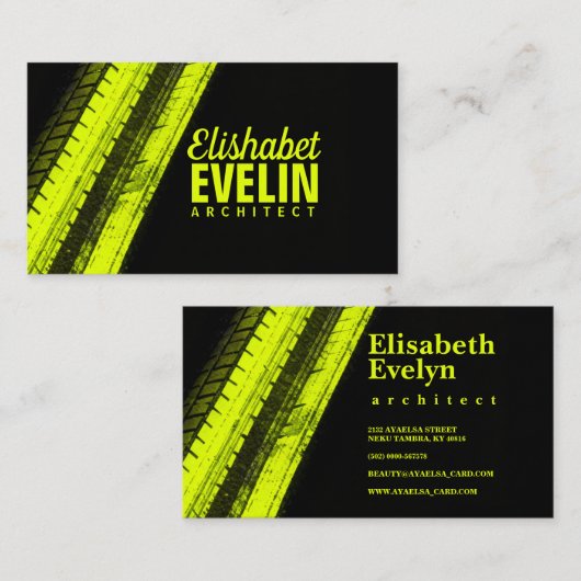 Yellow Tread Paths on Black Backdrop 名刺 (正面/裏面)