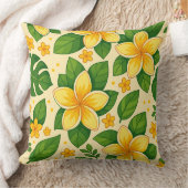 Yellow Tropical Flowers with Lush Green Leaves クッション (ブランケット)
