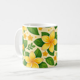 Yellow Tropical Flowers with Lush Green Leaves コーヒーマグカップ