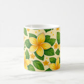 Yellow Tropical Flowers with Lush Green Leaves コーヒーマグカップ (中央)