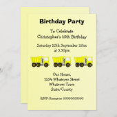 Yellow Truck Design Boy's Birthday Party 招待状 (正面/裏面)