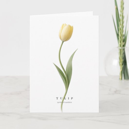 Yellow Tulip Botanical Art Symbol of Sunshine/Joy カード (正面)