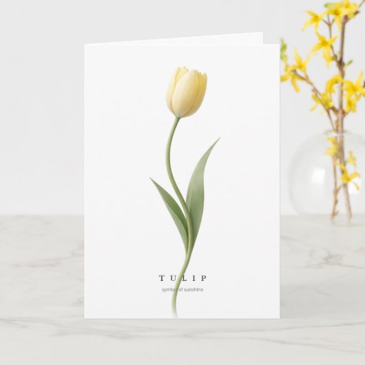 Yellow Tulip Botanical Art Symbol of Sunshine/Joy カード (黄色い花)