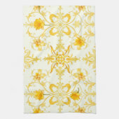 Yellow Tulip Damask Easter Kitchen Towel キッチンタオル (縦)