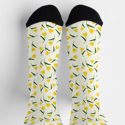 Yellow Tulip Pattern  ソックス (上部)