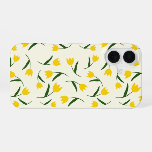 Yellow Tulip Pattern  iPhone 16ケース (裏面横)