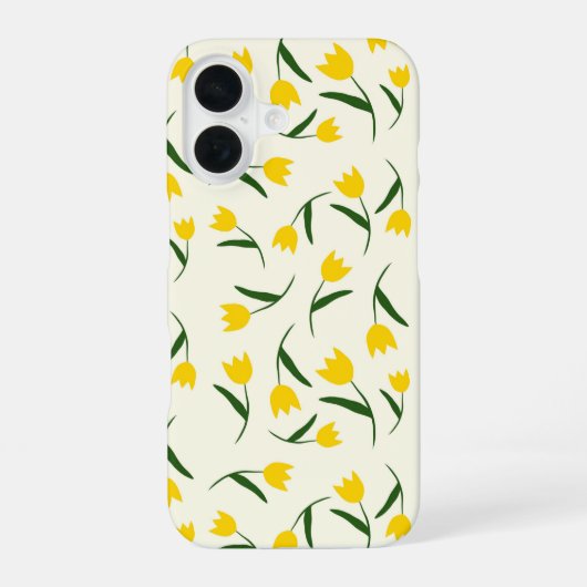 Yellow Tulip Pattern  iPhone 16ケース (裏面)