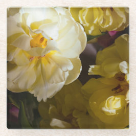 Yellow tulip photo ガラスコースター