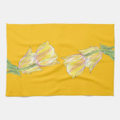 Yellow Tulips on Golden Background Kitchen Towel キッチンタオル (横)