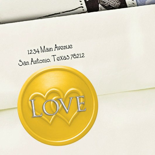 Yellow Two Hearts Intertwined Wedding ラウンドシール