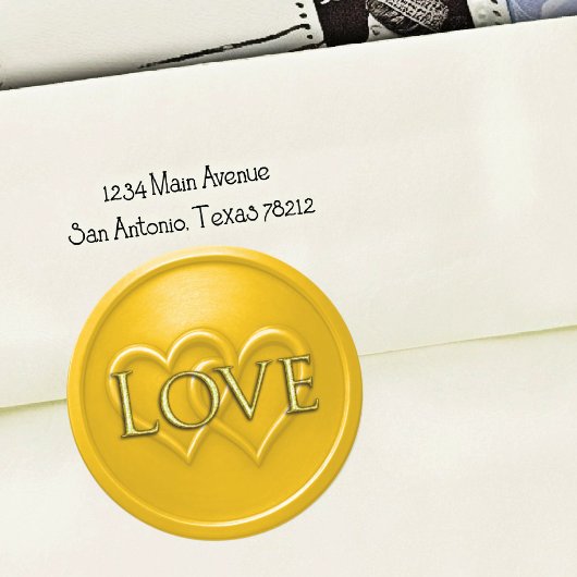 Yellow Two Hearts Intertwined Wedding ラウンドシール