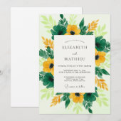 Yellow Vivid Botanical Spring Wedding 招待状 (正面/裏面)