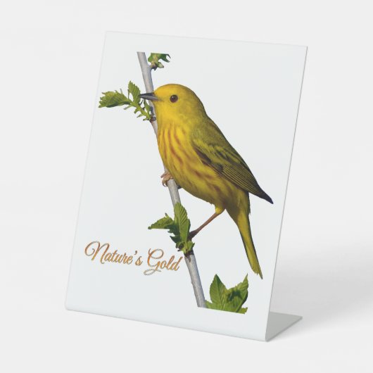 Yellow Warbler “Nature’s Gold” Printed Art Card 台座サイン (正面)