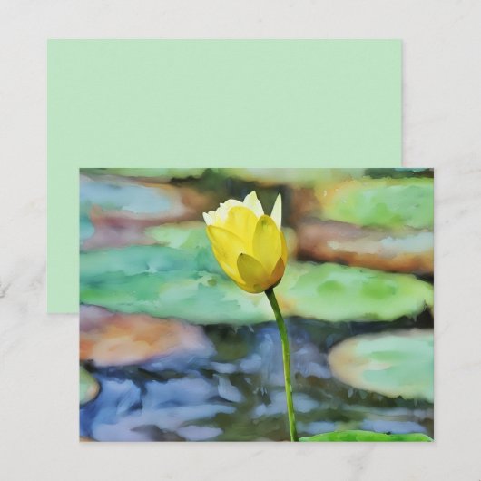 Yellow Water Lily Flower Art Note Card Set ノートカード (正面/裏面)