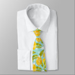 Yellow Watercolor Lemon Tree Pattern Blue ネクタイ<br><div class="desc">Our yellow lemon tree pattern neck tie design features a watercolor lemon tree pattern set on a blue background. It's a fun,  fresh,  summery yellow and green design,  perfect for a summer wedding or dinner! #Lemons #Citrus #Summer</div>