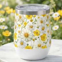 Yellow Watercolor Wildflower Pattern 