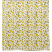 Yellow Watercolor Wildflower Pattern  シャワーカーテン (正面)