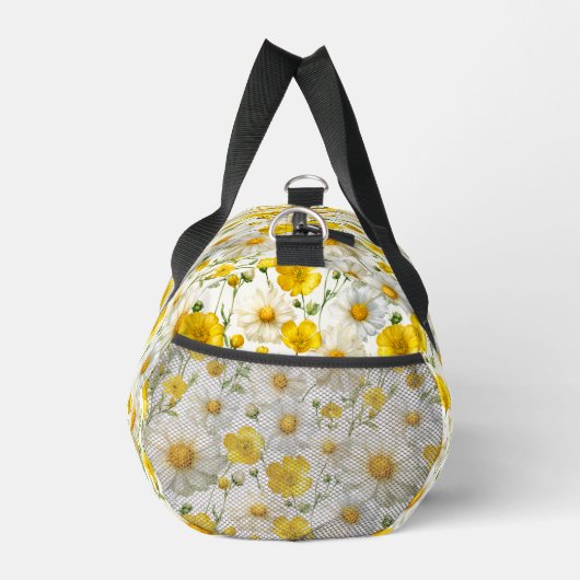 Yellow Watercolor Wildflower Pattern ダッフルバッグ (右)