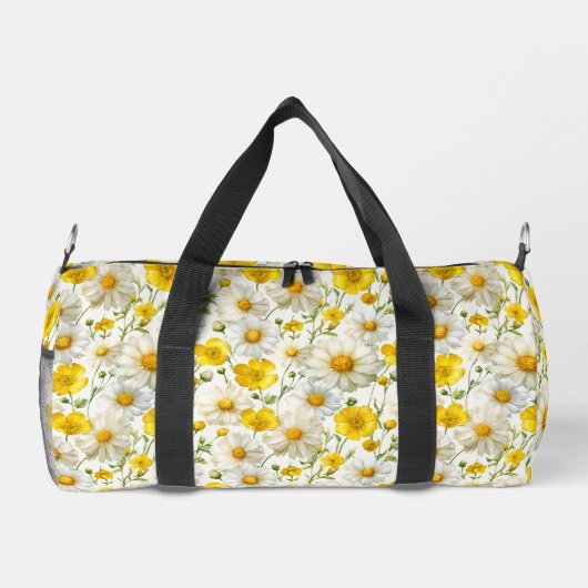 Yellow Watercolor Wildflower Pattern  ダッフルバッグ (裏面)