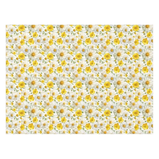Yellow Watercolor Wildflower Pattern  テーブルクロス (正面(横))