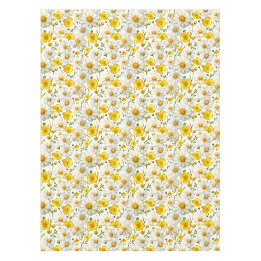 Yellow Watercolor Wildflower Pattern  テーブルクロス (正面)