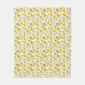 Yellow Watercolor Wildflower Pattern  フリースブランケット (正面)