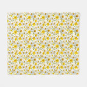 Yellow Watercolor Wildflower Pattern  フリースブランケット (正面(横))