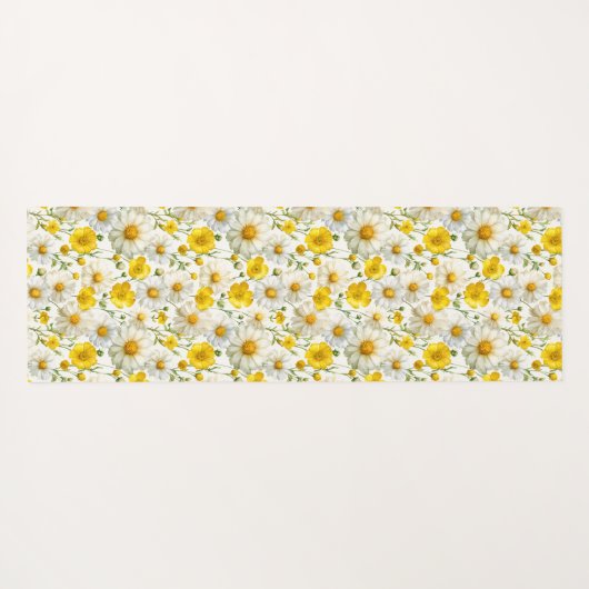 Yellow Watercolor Wildflower Pattern  ヨガマット (裏面(横))