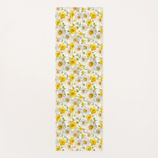 Yellow Watercolor Wildflower Pattern  ヨガマット (正面)