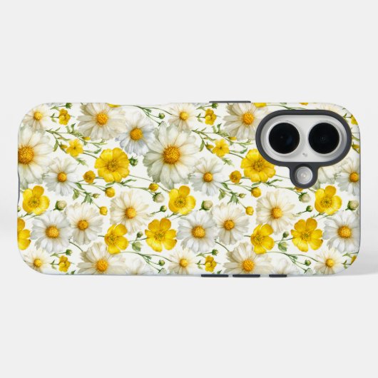 Yellow Watercolor Wildflower Pattern  Case-Mate iPhoneケース (裏面 (横))