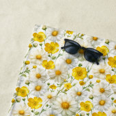 Yellow Watercolor Wildflower Pattern Name ビーチタオル (インサイチュ)
