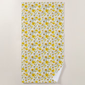 Yellow Watercolor Wildflower Pattern Name ビーチタオル (正面)