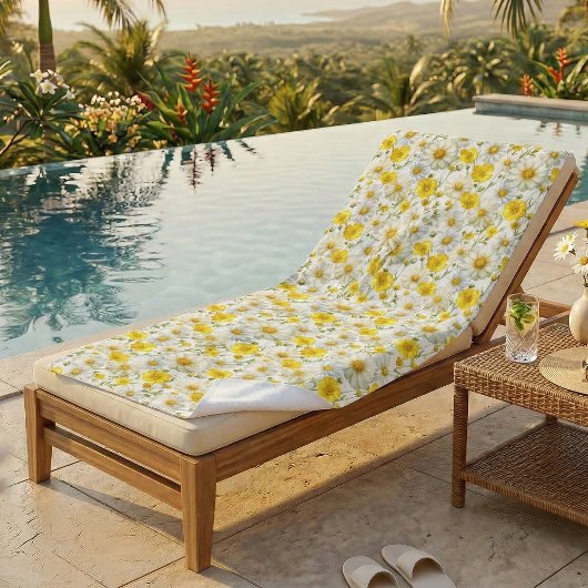 Yellow Watercolor Wildflower Pattern Name ビーチタオル