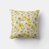 Yellow Watercolor Wildflowers Pattern  クッション (正面)