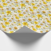 Yellow Watercolor Wildflowers Pattern  ラッピングペーパー (角)