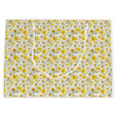 Yellow Watercolor Wildflowers Pattern  ラージペーパーバッグ (正面)
