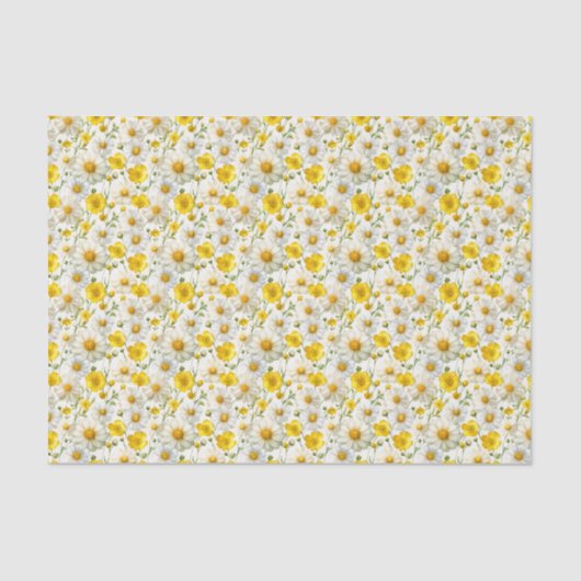 Yellow Watercolor Wildflowers Pattern  薄葉紙 (正面)