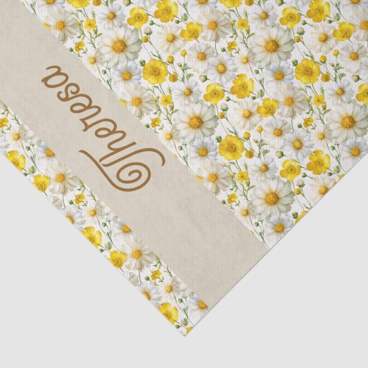 Yellow Watercolor Wildflowers Pattern  薄葉紙 (詳細)