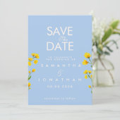 Yellow watercolor wildflowers save the date 招待状 (スタンド正面)