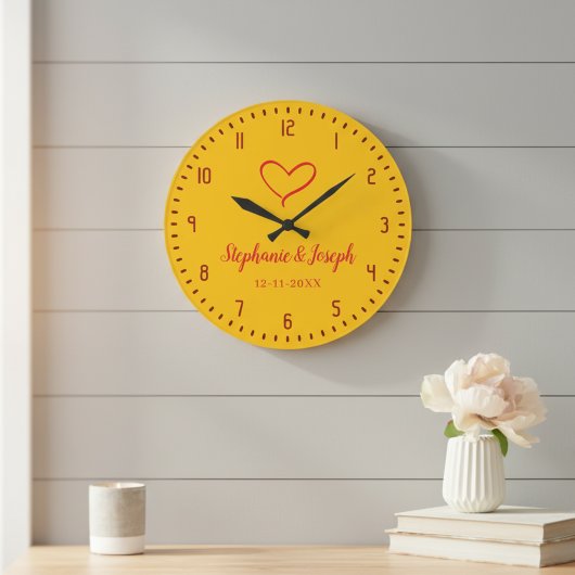 Yellow Wedding or Anniversary Gift Clock  ラージ壁時計