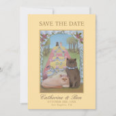 Yellow Wedding Save The Date Cat Couple セーブザデート (正面)