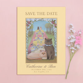 Yellow Wedding Save The Date Cat Couple セーブザデート