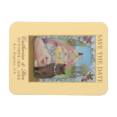 Yellow Wedding Save The Date Cat Couple マグネット (横)