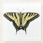 Yellow Western Swallowtail Butterfly Customizeable ガラスコースター (正面)
