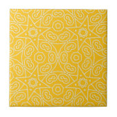 Yellow & White Abstract Geometric Pattern  タイル (正面)