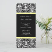 Yellow White Black Damask Baby Shower Invitations 招待状 (スタンド正面)